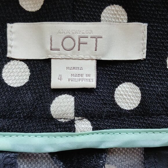 Ann Taylor Loft 'Marisa' Black with White Polka Dots 99% Cotton Shorts Sz 4 - Picture 4 of 9